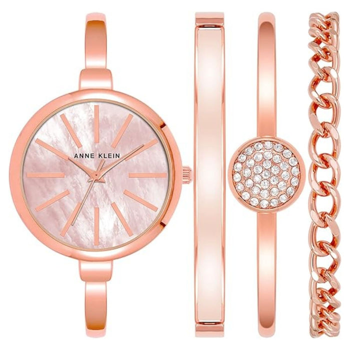 Anne Klein Women's Bangle Rose gold Dial Watch - AK/1470BHST