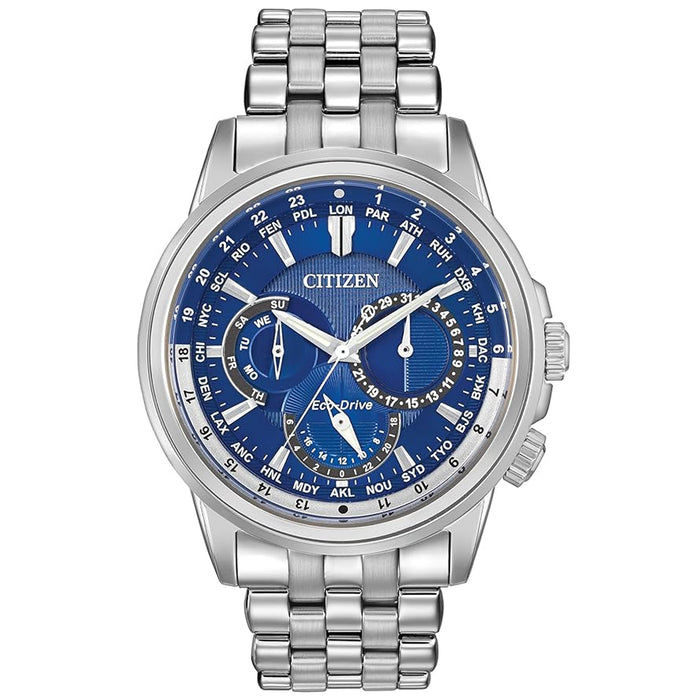Citizen Men's Calendrier Eco-Drive World Time Blue Dial Watch - BU2021-51L