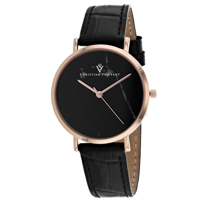 Christian Van Sant Women's Lotus Black Dial Watch - CV0423BK