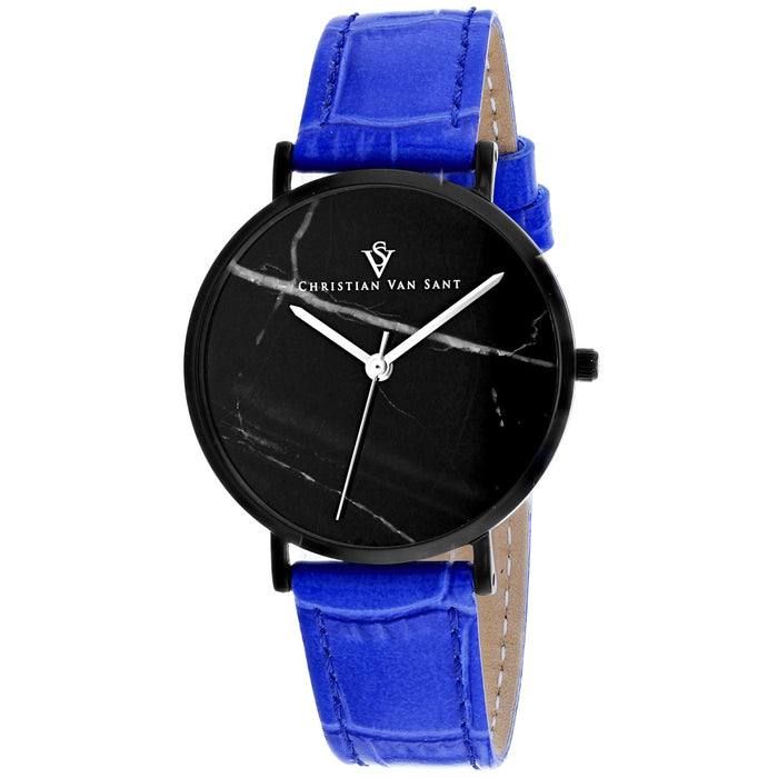 Christian Van Sant Women's Lotus Black Dial Watch - CV0424BL