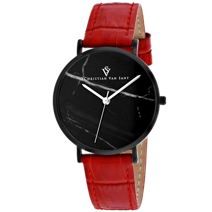 Christian Van Sant Women's Lotus Black Dial Watch - CV0424RD