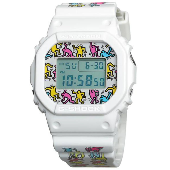 Casio Men's G-Shock x Keith Haring Series DW-5600 White Dial Watch - DW-5600KEITH19-7