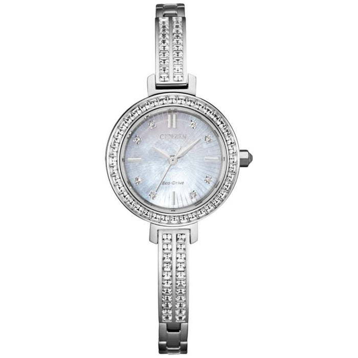 Citizen Women's Silhouette Crystal White Dial Watch - EM0860-51D