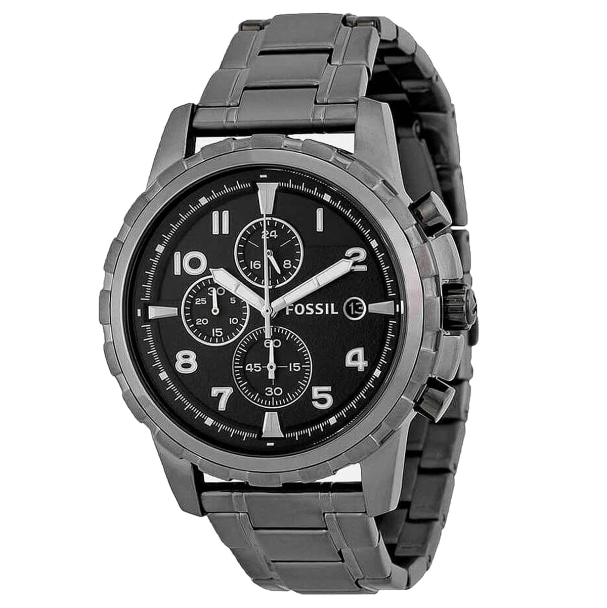 Fossil Dean Chronograph Black Dial Black Steel Strap Watch for Men - FS4721