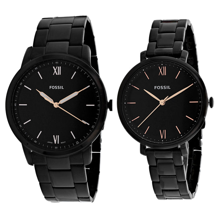 Fossil Unisex's Minimalist Black Dial Watch - FS5514SET