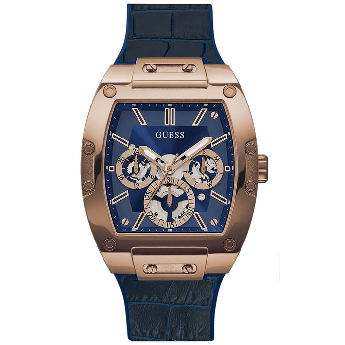 Guess Men's Blue Gold Tone Multi-function Blue Dial Watch - GW0202G8