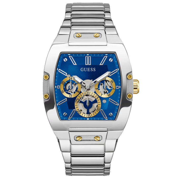 Guess Men's Silver Tone Multi-function Blue Dial Watch - GW0456G5