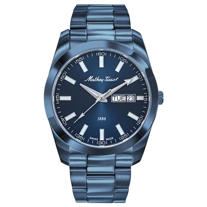 Mathey-Tissot Men's Mathy I Day-Date Blue Dial Watch - H453BUM