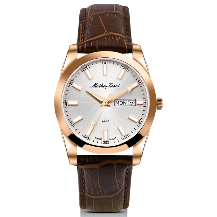Mathey-Tissot Men's Mathy I Day-Date Silver Dial Watch - H453PLS