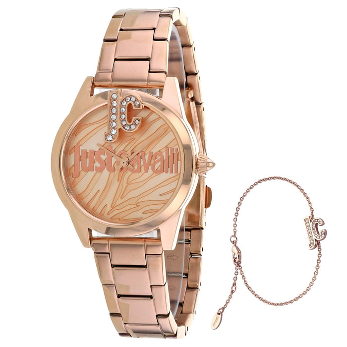 Just Cavalli Women's Logo Rose gold Dial Watch - JC1L099M0075