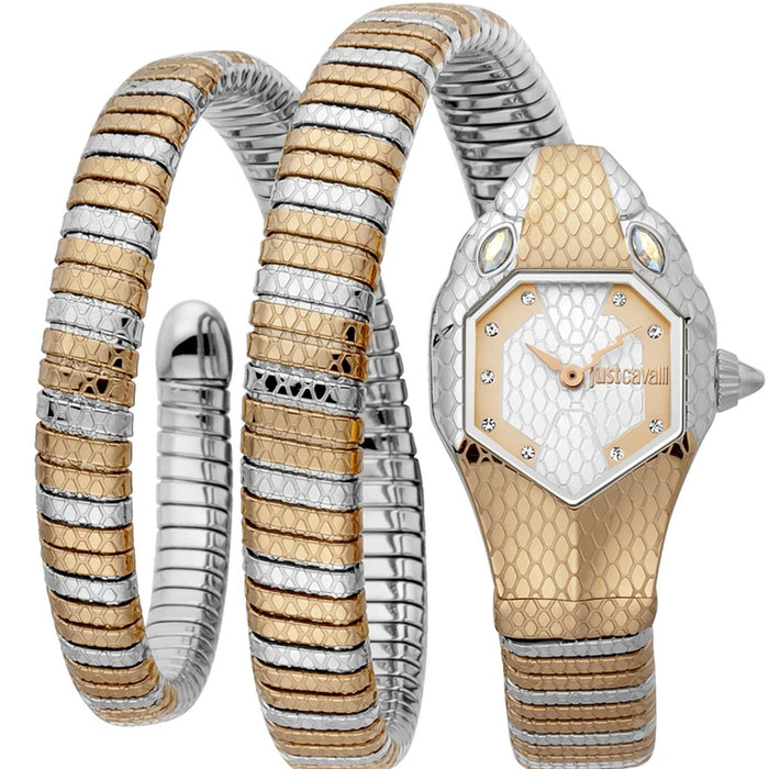 Just Cavalli Women's Glam Chic Snake Silver Dial Watch - JC1L168M0085