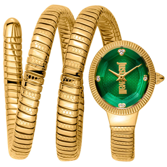 Just Cavalli Women's Signature Snake Green Dial Watch - JC1L269M0035