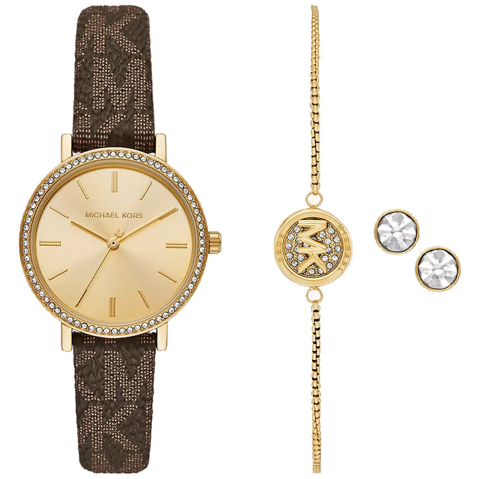 Michael Kors Women's Addyson Gold Dial Watch - MKO9001SET