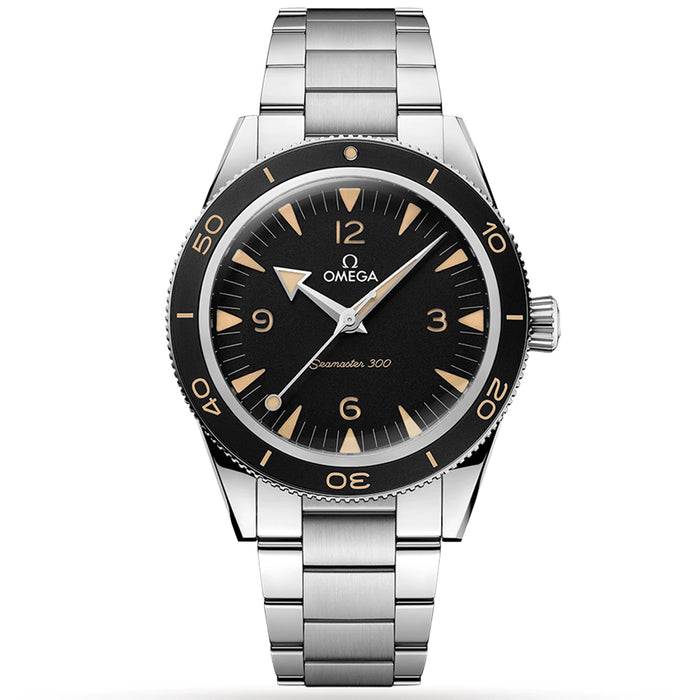 Omega Men's Seamaster 300 Black Dial Watch - O23430412101001