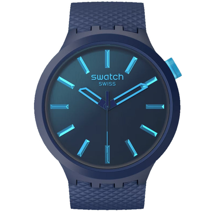 Swatch Men's Big Bold Essentials Indigo Glow Blue Dial Watch - SB05N113
