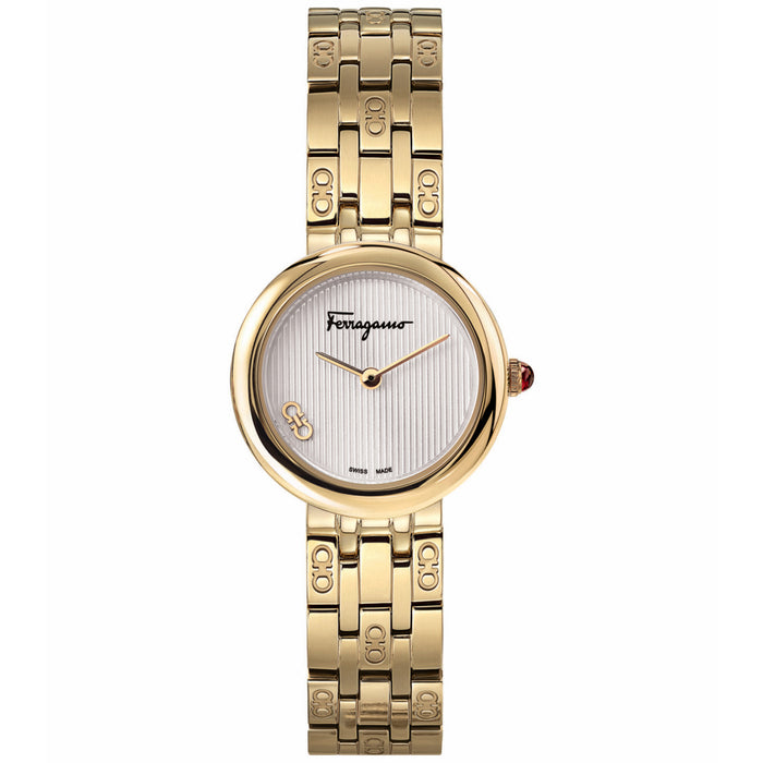 Salvatore Ferragamo Women's Gold Steel Silver Dial White Dial Watch - SFNL00820