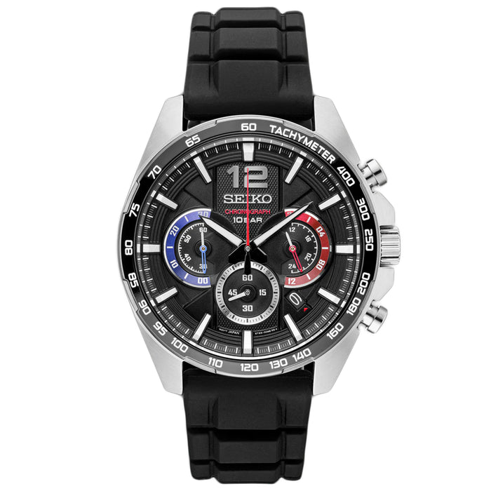 Seiko Men's Chronograph Black Dial Watch - SSB347