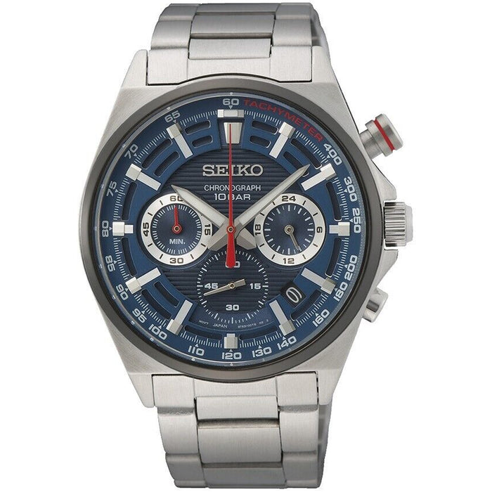 Seiko Men's Chronograph Blue Dial Watch - SSB407