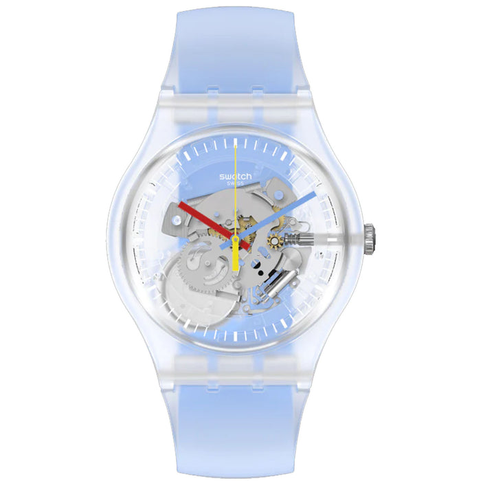 Swatch Women's Clearly Blue Stripped Blue Dial Watch - SUOK156