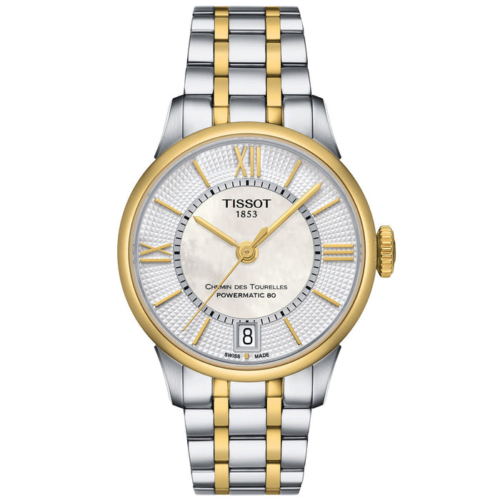 Tissot Women's Chemin Des Tourelles Powermatic 80 Lady White MOP Dial Watch - T0992072211800