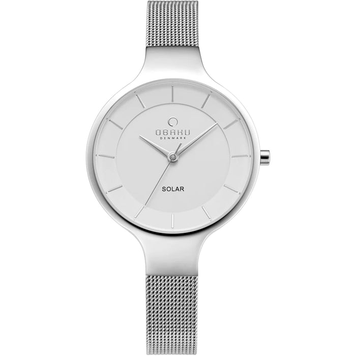 Obaku Women's Solar Silver Dial Watch - V221LRCWMC