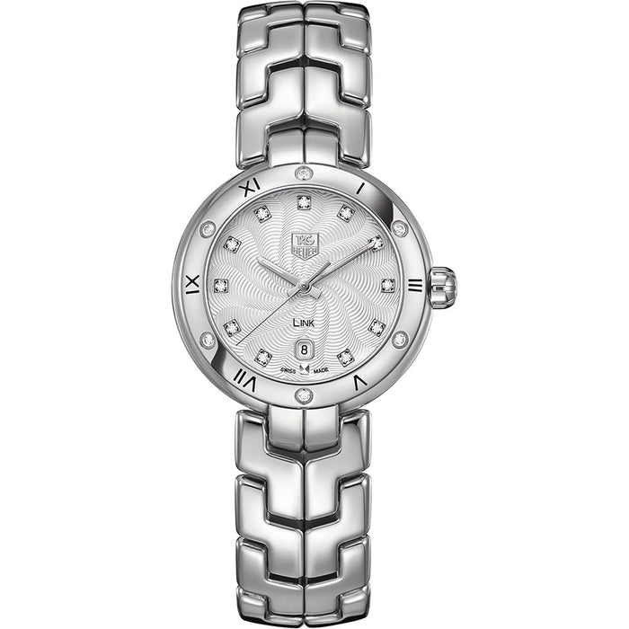 Tag Heuer Women's Link Silver Guilloche Diamond Dial Watch - WAT1413.BA0954