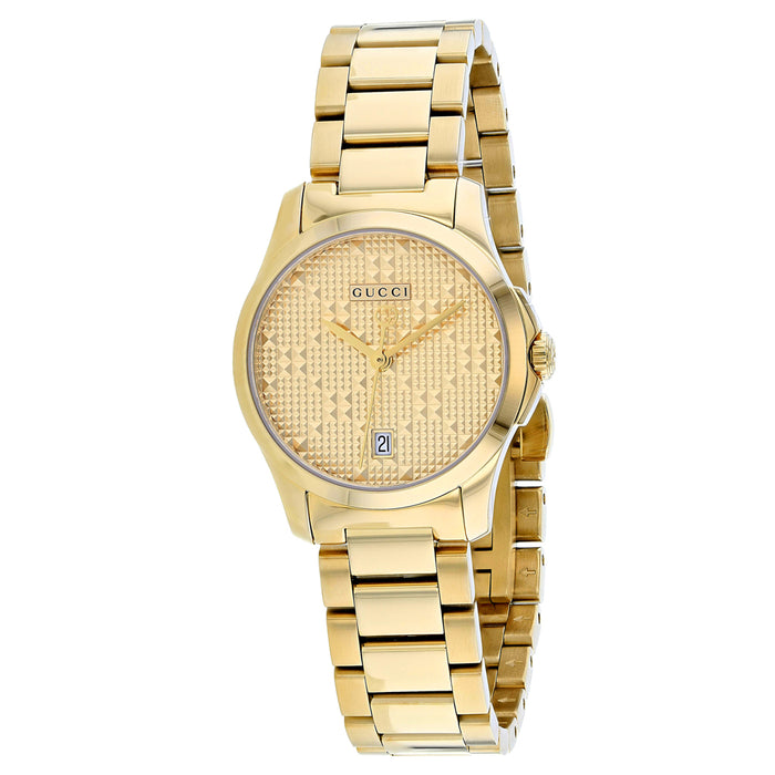 Gucci Women's G-Timeless Gold Dial Watch - YA126553