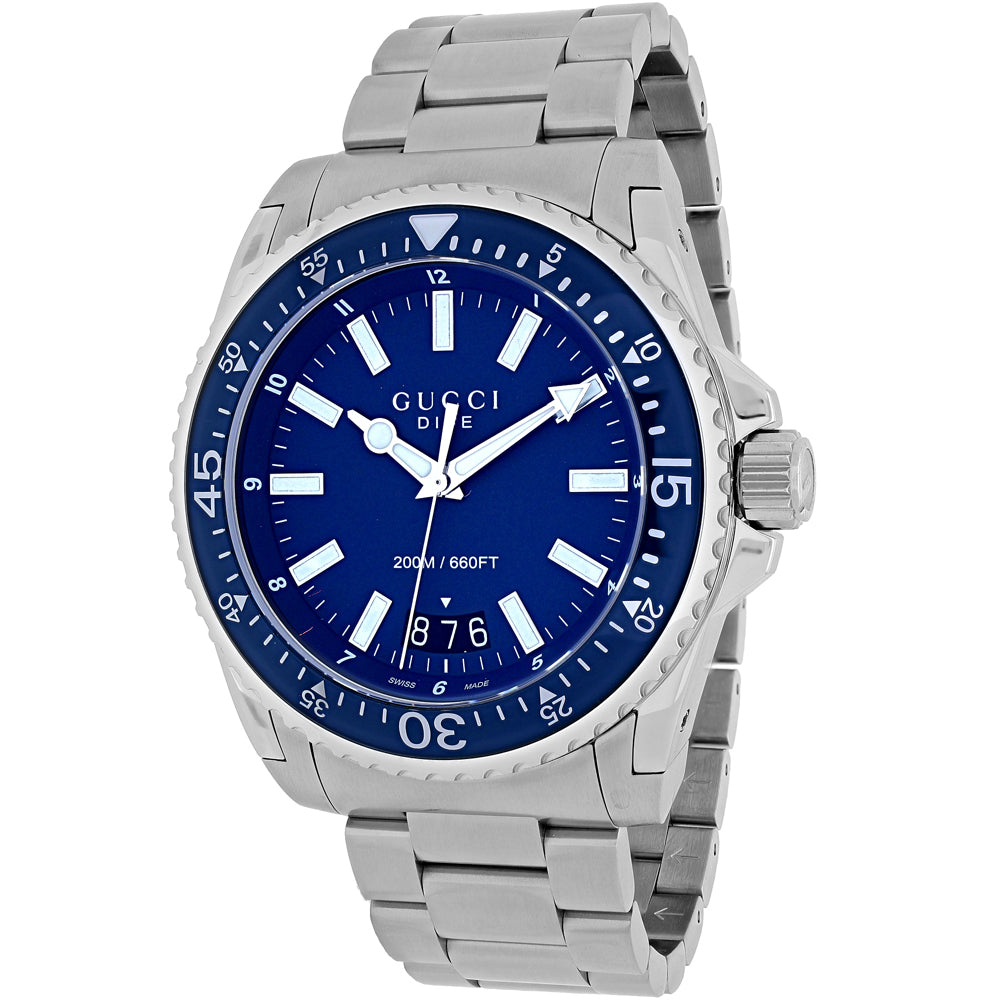 Gucci Dive Analog Blue Dial Silver Steel Strap Watch For Men - YA136203